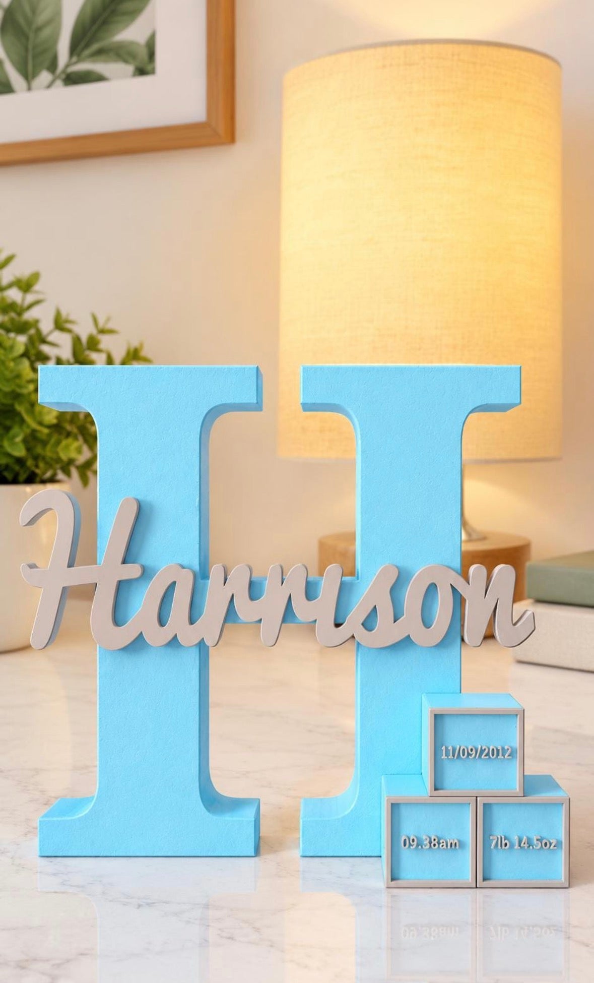 Personalised Baby Birth Announcement Freestanding Letter