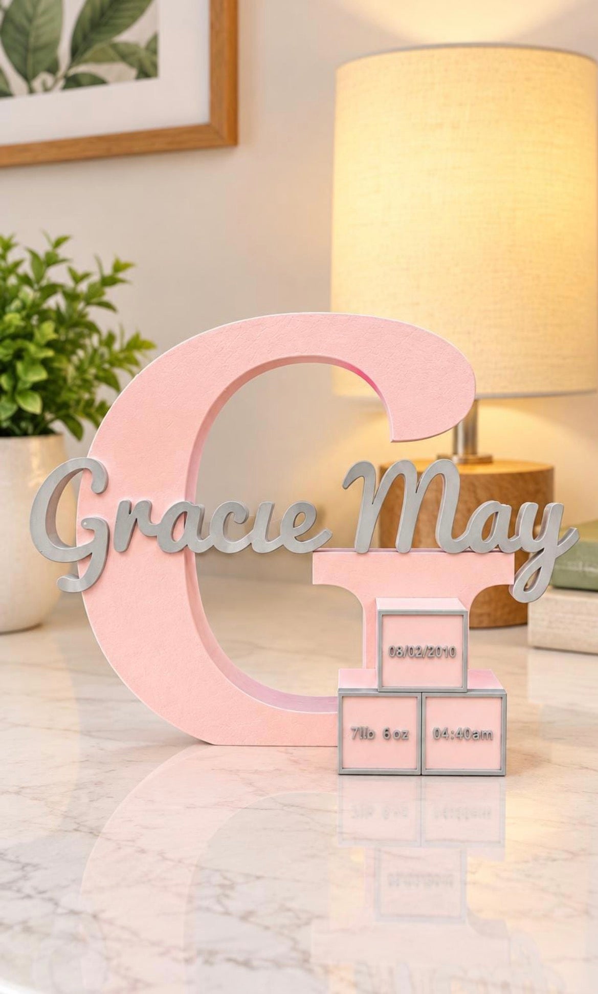 Personalised Baby Birth Announcement Freestanding Letter