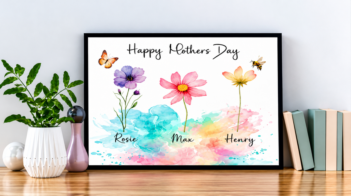 Personalised A4 Mum/Mummy/Nan/Nanny Print With Flowers & Names