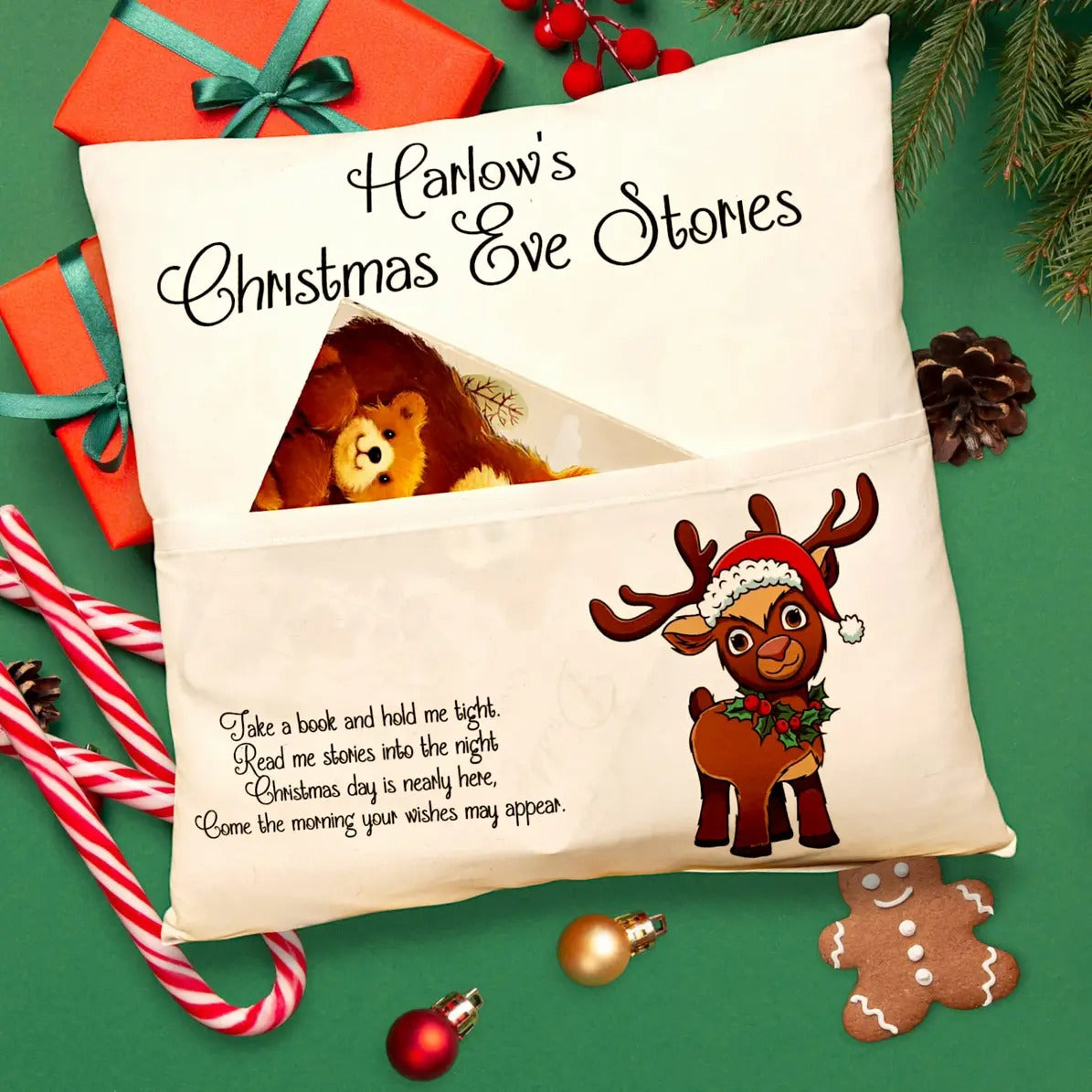 Personalised Christmas Eve Story Cushion 40x40cm